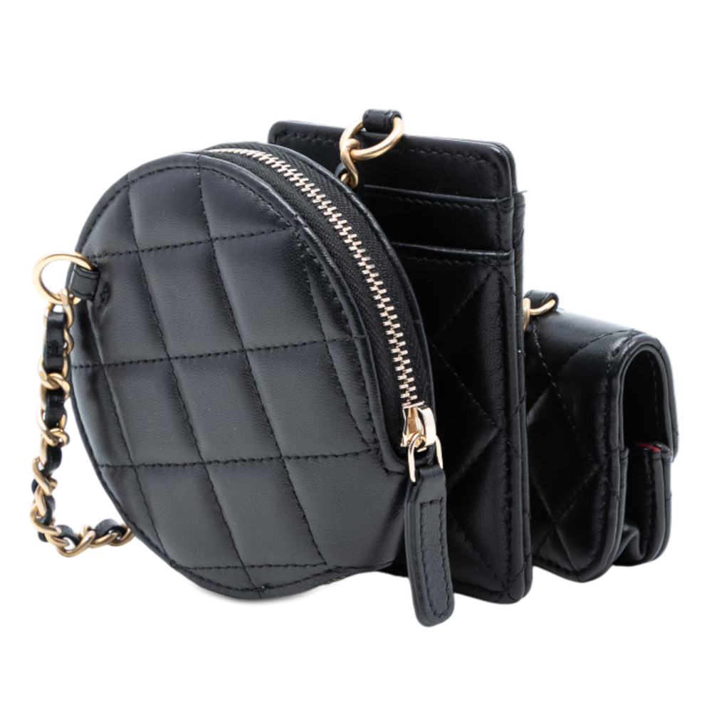 Pre-Loved Chanel Quilted Lambskin Pearl Crown CC Wristlet Multi Pouches - Picture 2 of 7